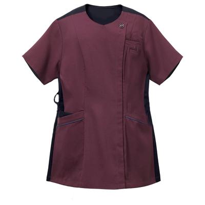 Anfamie Nurse Scrubs, Teflon-Coated, Lightweight, Stretch, Open-Front, Opaque, Water-Repellent, Stain-Resistant, Anti-Static, Women's, Size LL, Burgun