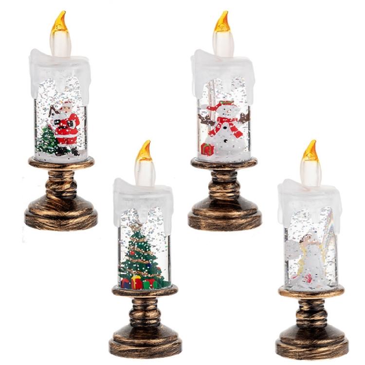 Floating Snow LED Crystal Ball Candle Night Light Multicolors Changing Decoration For Christmas Party Home Office