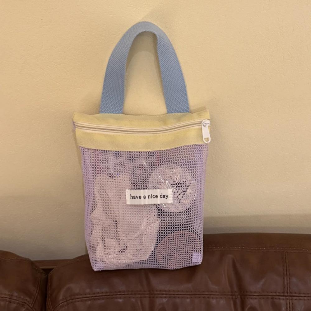 Makeup Bag Mesh Cosmetic Bag Large Capacity Washing Handbag Fashion Toiletry Storage Bag  Beach