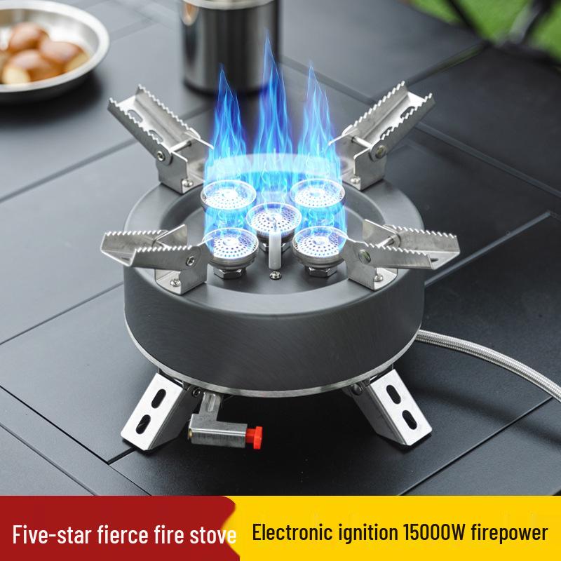 Portable Folding Butane Gas Stove: 5-Core High-Fire for Camping, Boiling, and Cooking Hot Pot