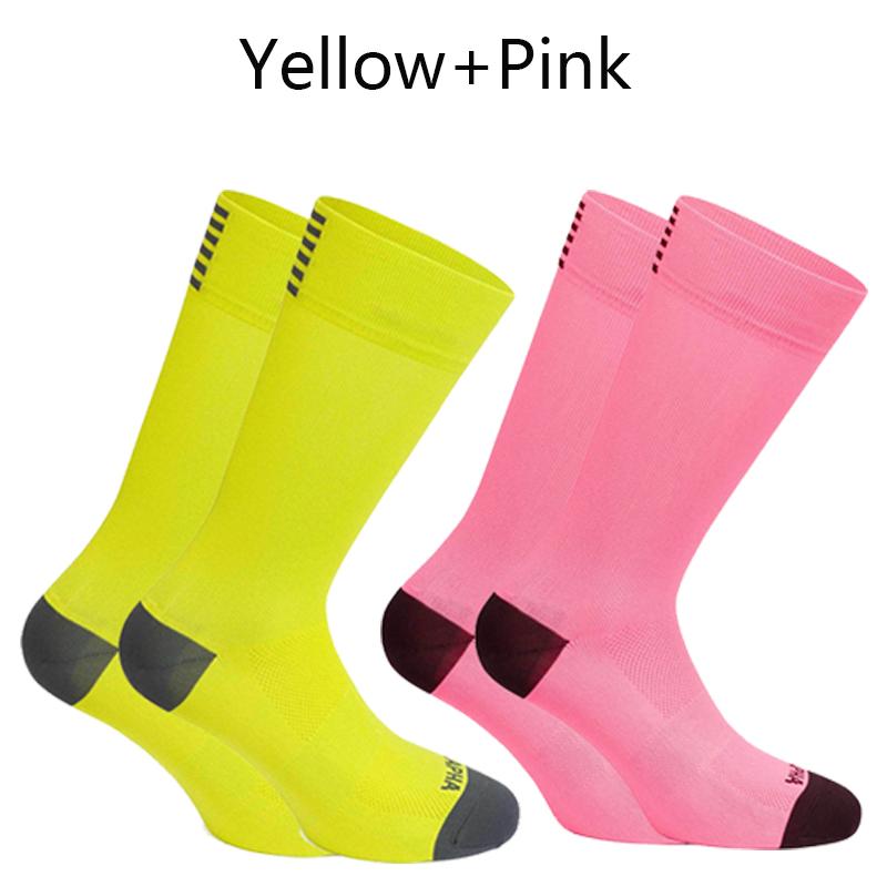 2 Pairs Cycling Socks Men High Quality Professional Competition Brand Sport Riding Soccer Sock Mesh Breathable Road Bicycle Sock