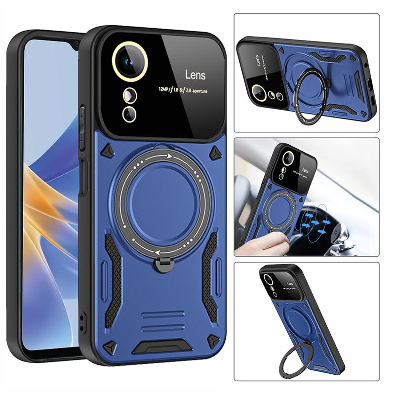 Magnetic Stand Military Grade Cases For OPPO A2 A5 A5X A17 A54 A57 A58 A77 A78 A79 A98 Shockproof Lens Protection Armor Case
