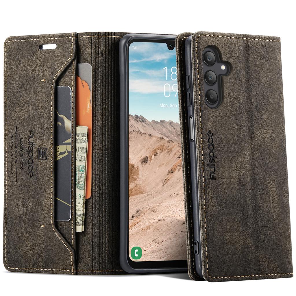 For Samsung Galaxy A25 5G (Global) (161.0 x 76.5 x 8.3mm) Wallet Case AUTSPACE A01 Leather Stand Cover with RFID Blocking Card Holder
