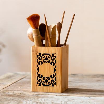 Classical Stationery Storage Tube Chinese Style Bamboo Stick Tube Bamboo Pen Holder  Restaurant