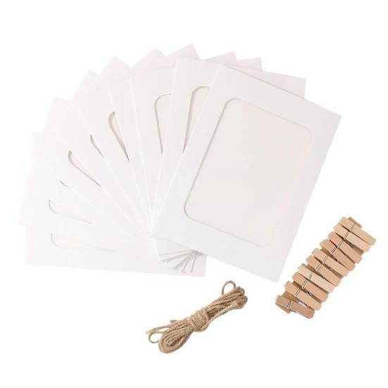 

1 Набор Подвесных Рамок для Фотографий Регулируемая Подвесная Веревка Пылезащитная Бумага Рамки для DIY Фотоколлажа Домашнее Украшение белый