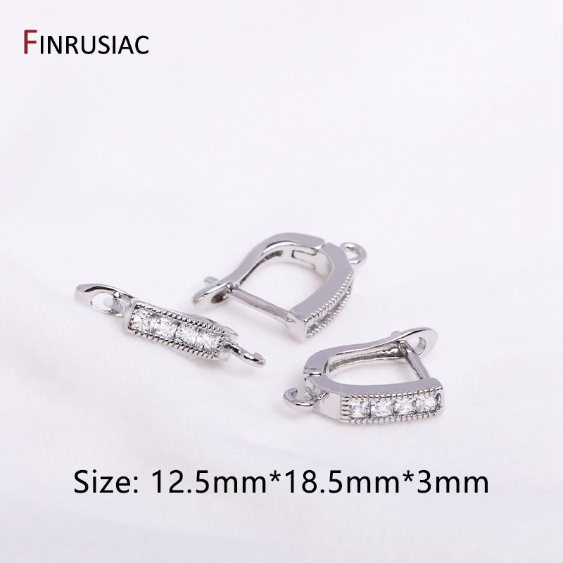 Rhodium/18K Gold Plated Zircon Earring Hooks Earring Making Supplies DIY Women Earring Jewelry Making Accessories Wholesale