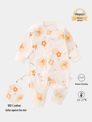 Newborn Pure Cotton Tagless Long Sleeve Romper for Boys and Girls