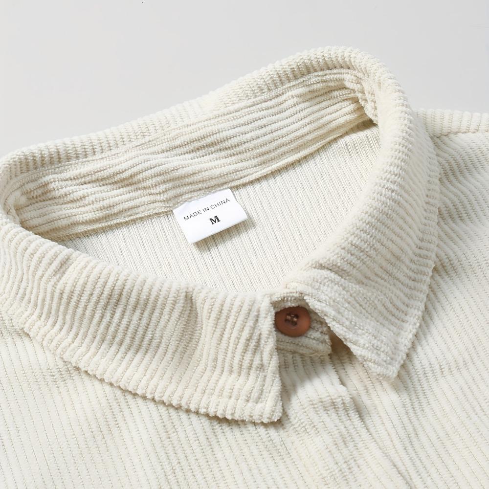 Men's Casual Long-sleeved Button Corduroy Shirt, Fashionable and Comfortable Jacket with Double Pockets - Street Style Jacket, Lapel Casual Shirt