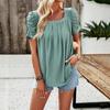2026 Spring and Summer Casual Solid Color Square Collar Shirt Top