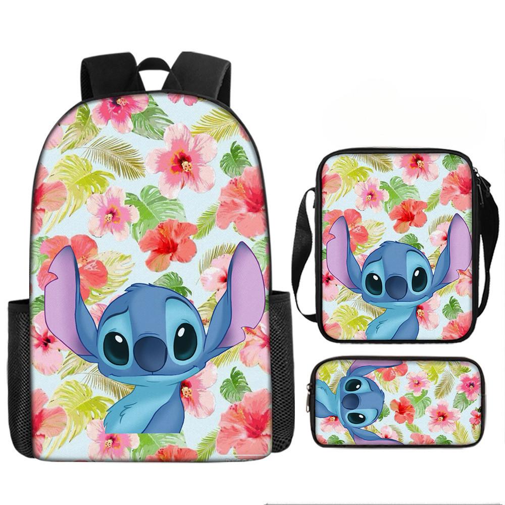 Disney Stitch School Backpack Oxford Cloth Lightweight Breathable Bookbag For Kids