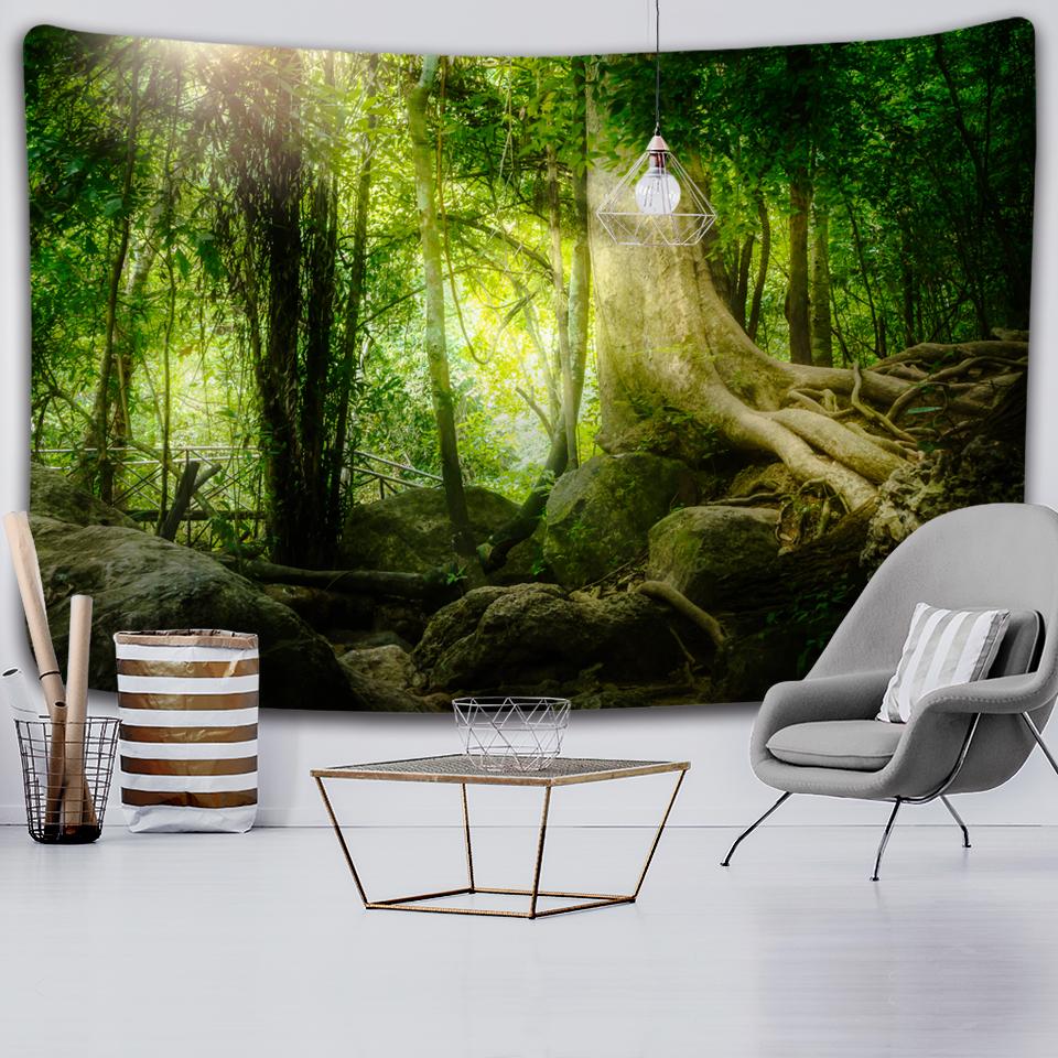 Natural Forest Tapestry Landscape Print Big Wall Hanging Tapestry Cheap Hippie Wall Hanging Bohemian Mural Tapestry