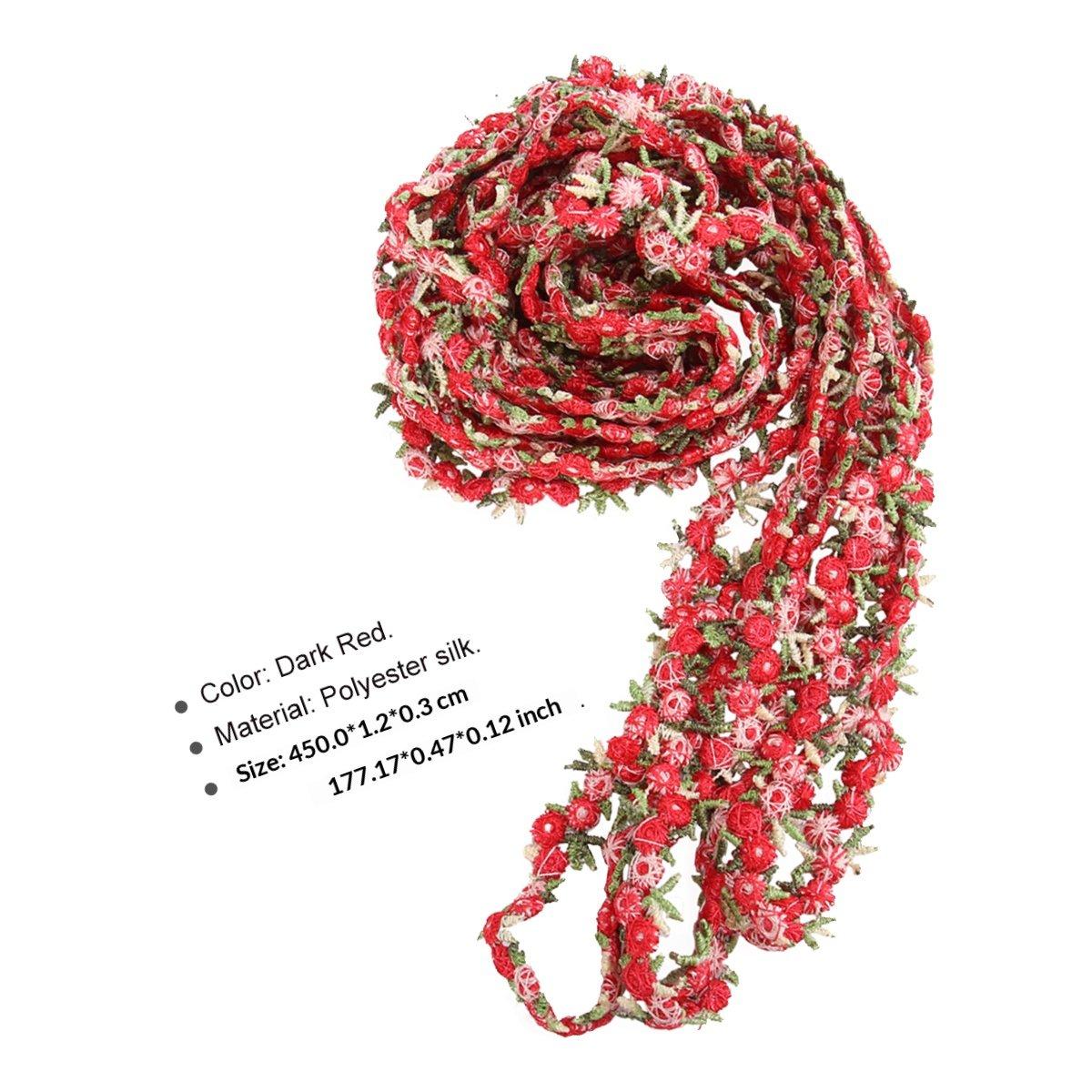 

Light Red Rose Lace Trim Floral Ribbon Wedding Appliques Sewing Craft Decorative Ribbon Bridal Decoration DIY Rose Trim темно-червоний колір