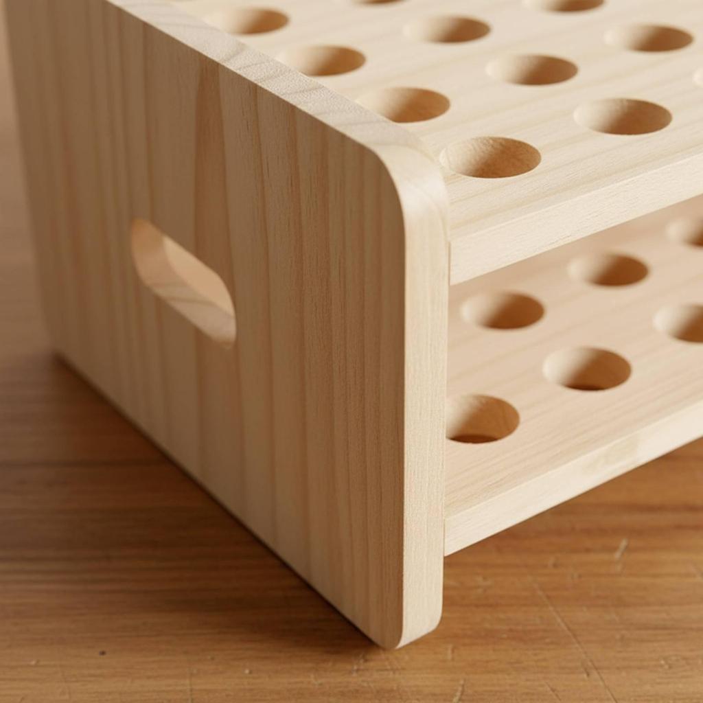 Wooden Scissors Storage Rack Wood MultiCompartment Desktop Organizer