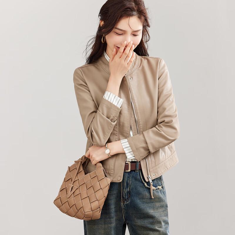 TERRE BLEUE Women's Faux Leather Motorcycle Jacket