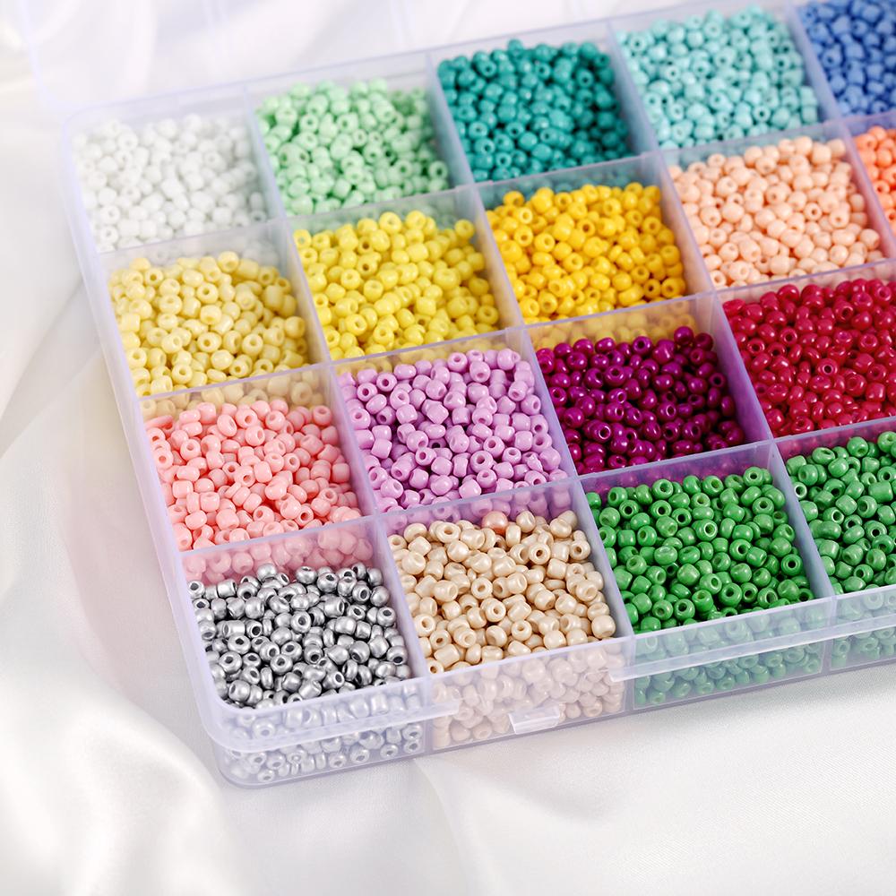 10-24 Colors Beads Jewelry Making Kits 2/3mm Colorful Glass Seed Beads for Kid Girl Bracelet Necklace DIY Kit Jewelry Making Set