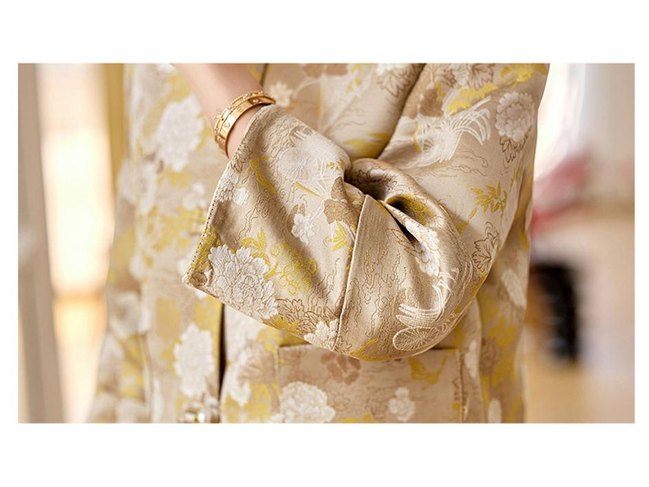 2025 Spring Chic Jacquard Frog Button Coat & Midi Skirt Set