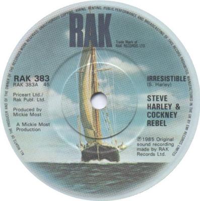 7-Zoll Schallplatte STEVE HARLEY & COCKNEY REBEL - Irresistible RAK383 RAK 1985 UK Rock Gebraucht