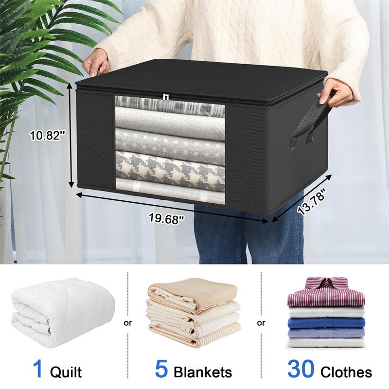 Large Capacity Clothes Storage Bag Organizer With Reinforced Handle For Blanket Comforters Bed Sheets Pillows Toy