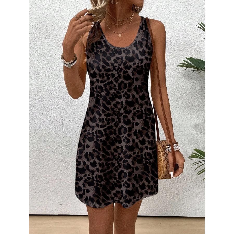 Casual Dames Sexy Luipaardprint Mouwloze Jurk Zomerjurken Voor Dames Hawaïaanse Vakantie Boheemse Stijl Jurk Y2k Kleding T-shirt