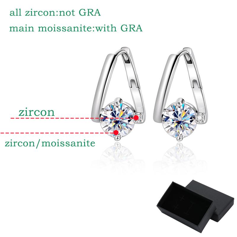 Smyoue Certified 2CTTW D Color Moissanite Hoop Earring for Women Sparkling High Quality Lab Diamond Jewelry 925  Silver