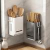 Wall Mounted Chopstick Storage Box Large Capacity Cutlery Holder Cutlery Draining Basket  Bathroom
