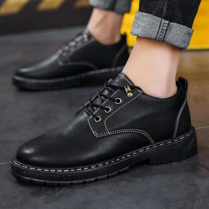 Fashion Round Toe Lace-up Platform Men's Leather Shoes in Promotion 2025 Trend Low Price Social Designer New in Male Casual Shoe
