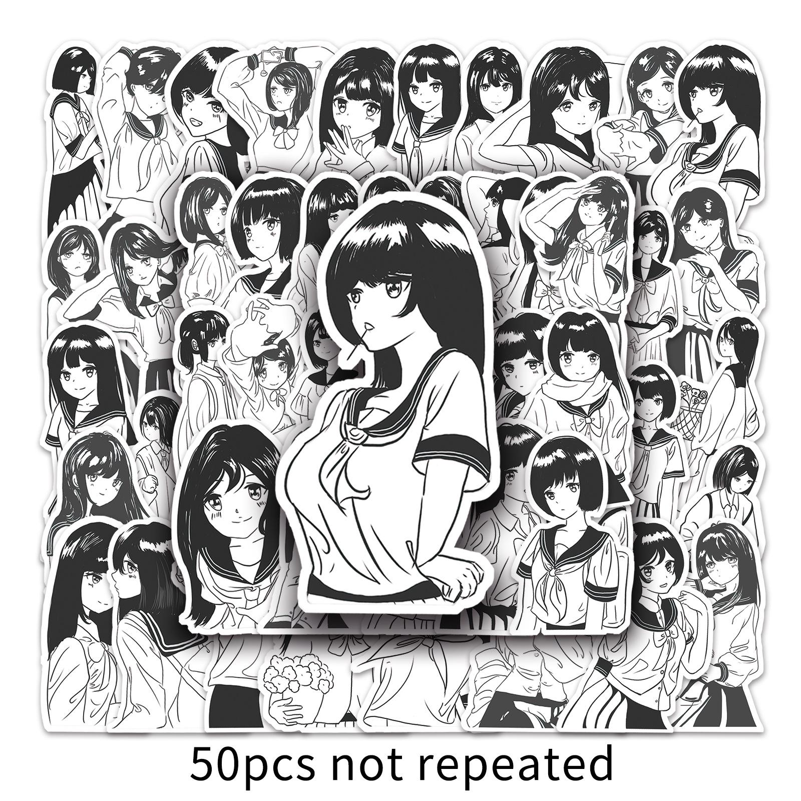 50 Anime Girl JK Uniform Stickers: Waterproof Graffiti for DIY Water Bottles & Suitcases