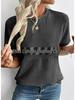 2026 European & American Women's Summer Casual Solid Color Round Neck Short Sleeve Loose T-shirt