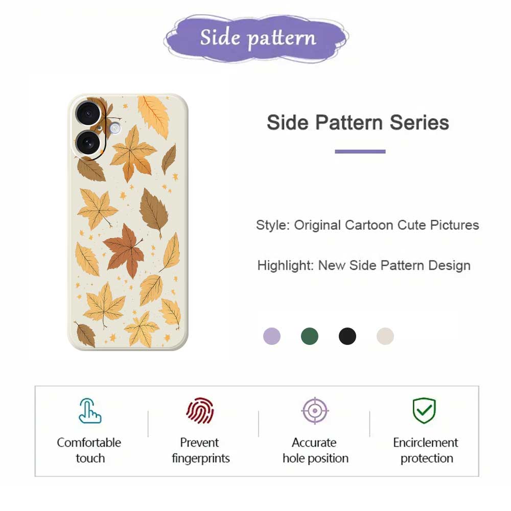 For iPhone 17 Case Maple Leaves Pattern Printing Straight Edge TPU Phone Back Cover