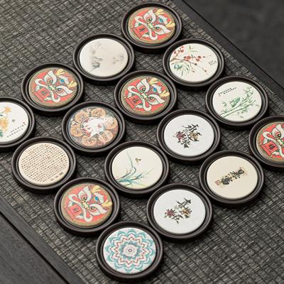 Chinese Style Bakelite Water Suction Tea Coasters Creative Pattern Coasters Antique Anti-scald Home Tea Ceremony Accessories