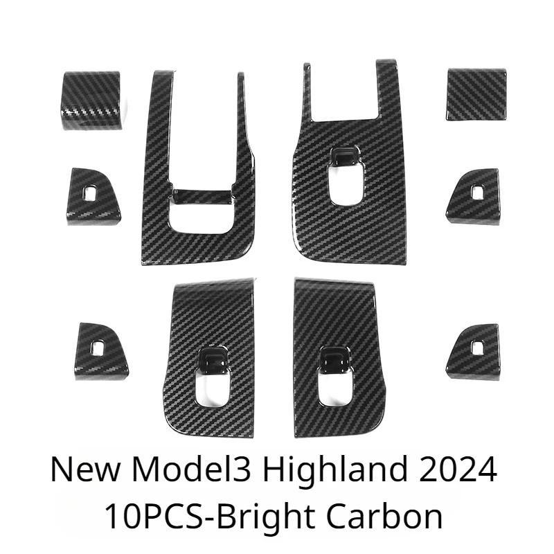 Per Tesla Model 3 Y Maniglia Tirante Porta Finestrino Pulsante Interruttore Alzacristalli Cornice Copertura Adesivo Pannello Modello 3 Highland 2024 Accessori