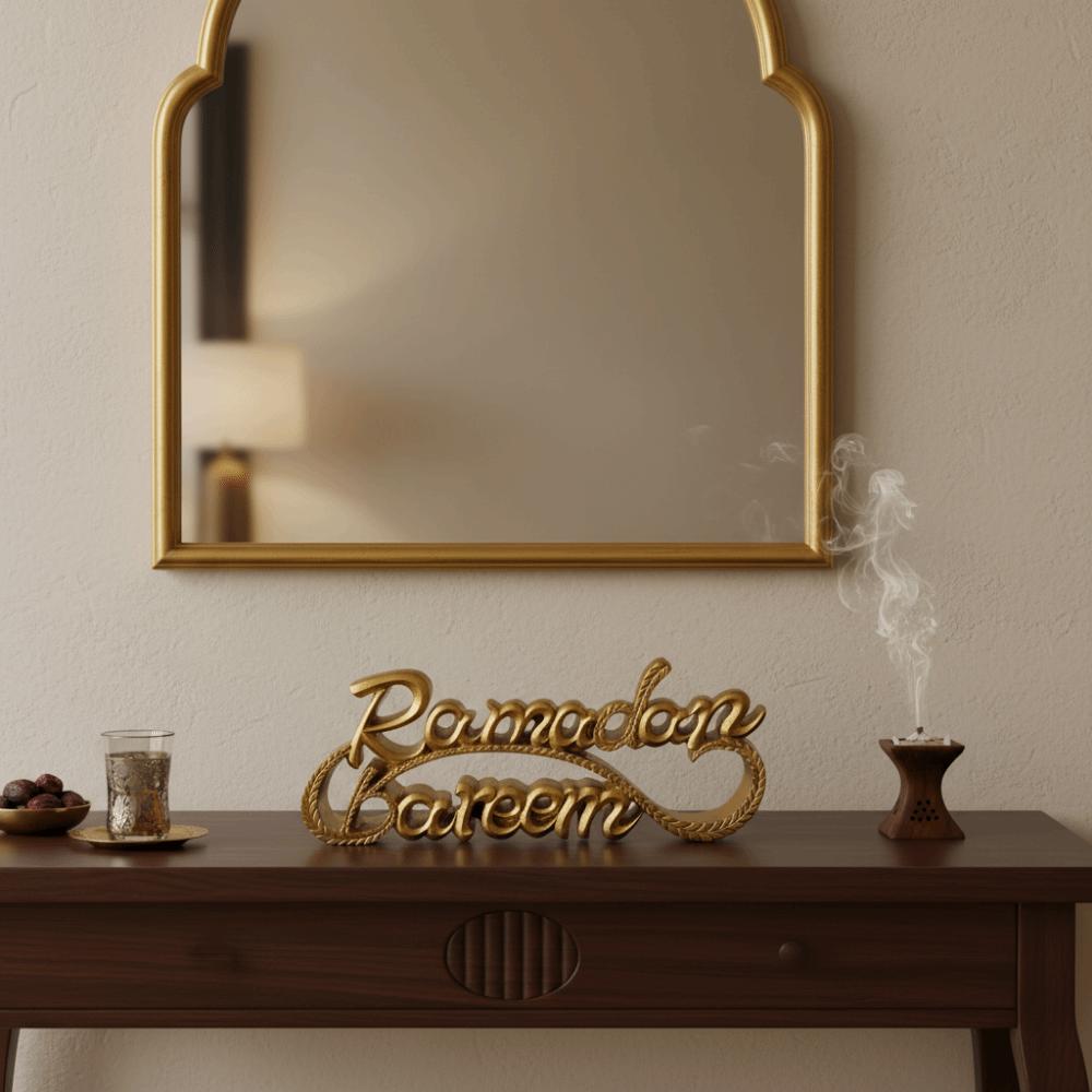 Durable Resin Ramadan Letter Ornaments Gold Simple Eid Mubarak Decor Decorative Ramadan Table Ornament Islamic Festival