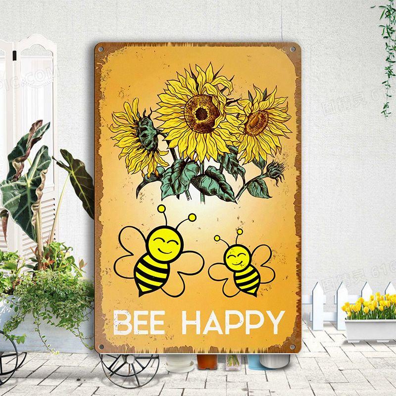 Bedroom Dormitory Wall Decoration Wrought Iron Hanging Painting Retro Sunflower Inspirational English Quotes Decorative Hanging Signboard