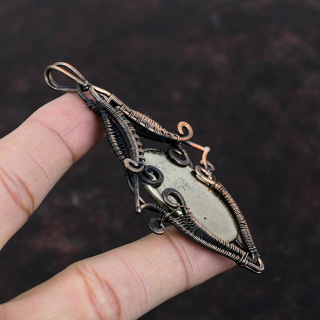 Pyrite Pendant Copper Wire Wrapped Pendant Handmade Pendant Pyrite Jewelry Natural Gemstone Pendant Gift For Mother Copper Wire Wrap Jewelry
