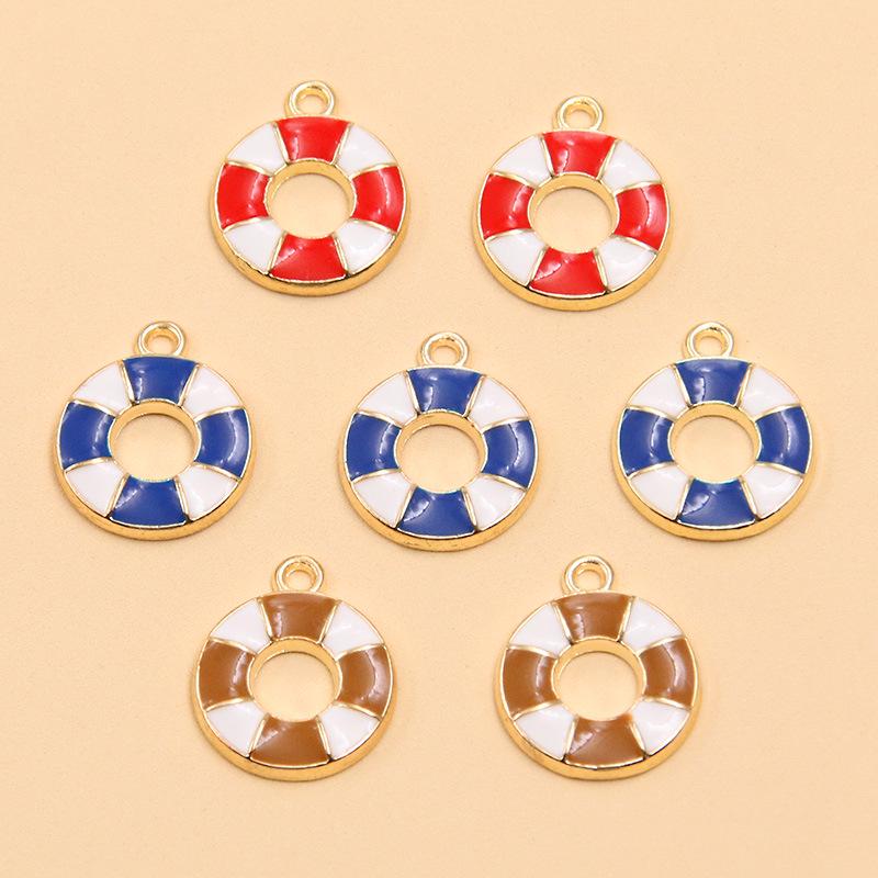 Nautical Series: 5 Alloy Enamel Pendants - Anchor, Lifebuoy, Sailboat for DIY Jewelry