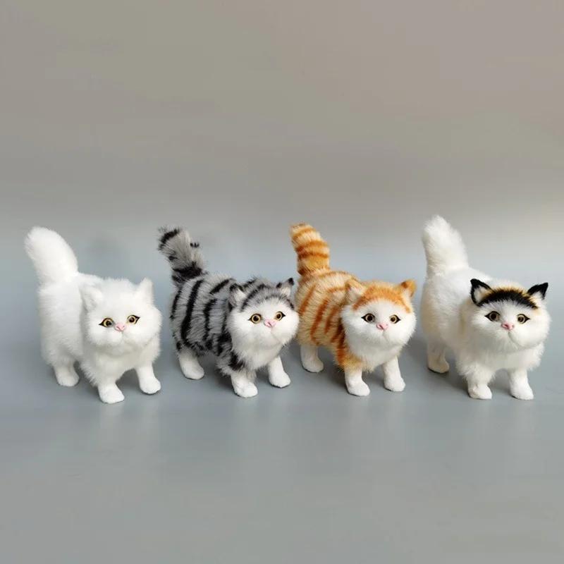 Cute Faux Plush Simulation Cat Animal Model Crafts Car Ornaments Gifts Home Decoration Children's Birthday Party Gift Supplies