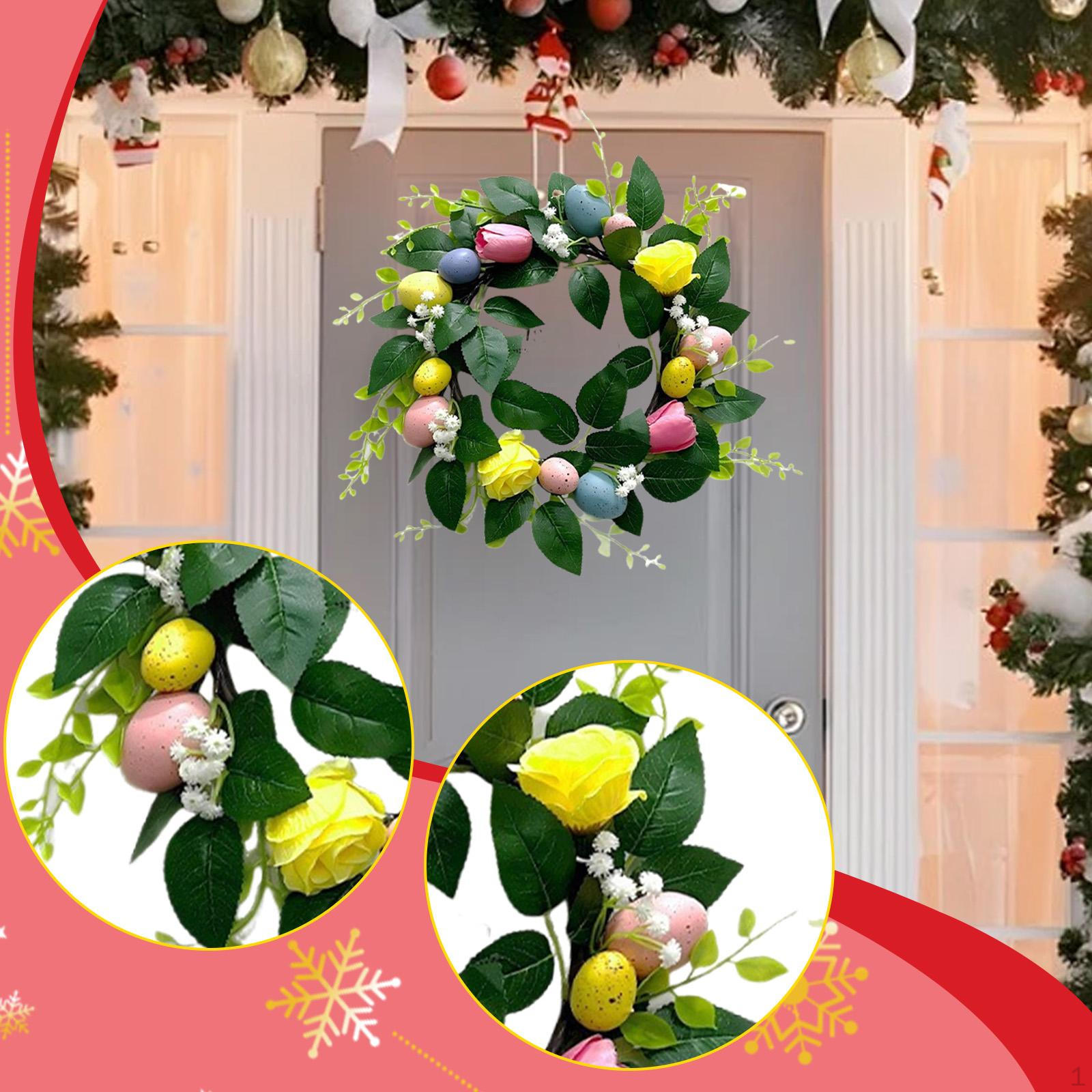 

Easter Egg Wreath Front Door Wreath, Decor, Round, Hanging Ornament Decorative for Porch