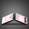 Pink Marble Flower Phone Case For Samsung Galaxy Z Flip3 5g Back Pc Case For Samsung Z Flip Capa Black Shell Hard Fundas