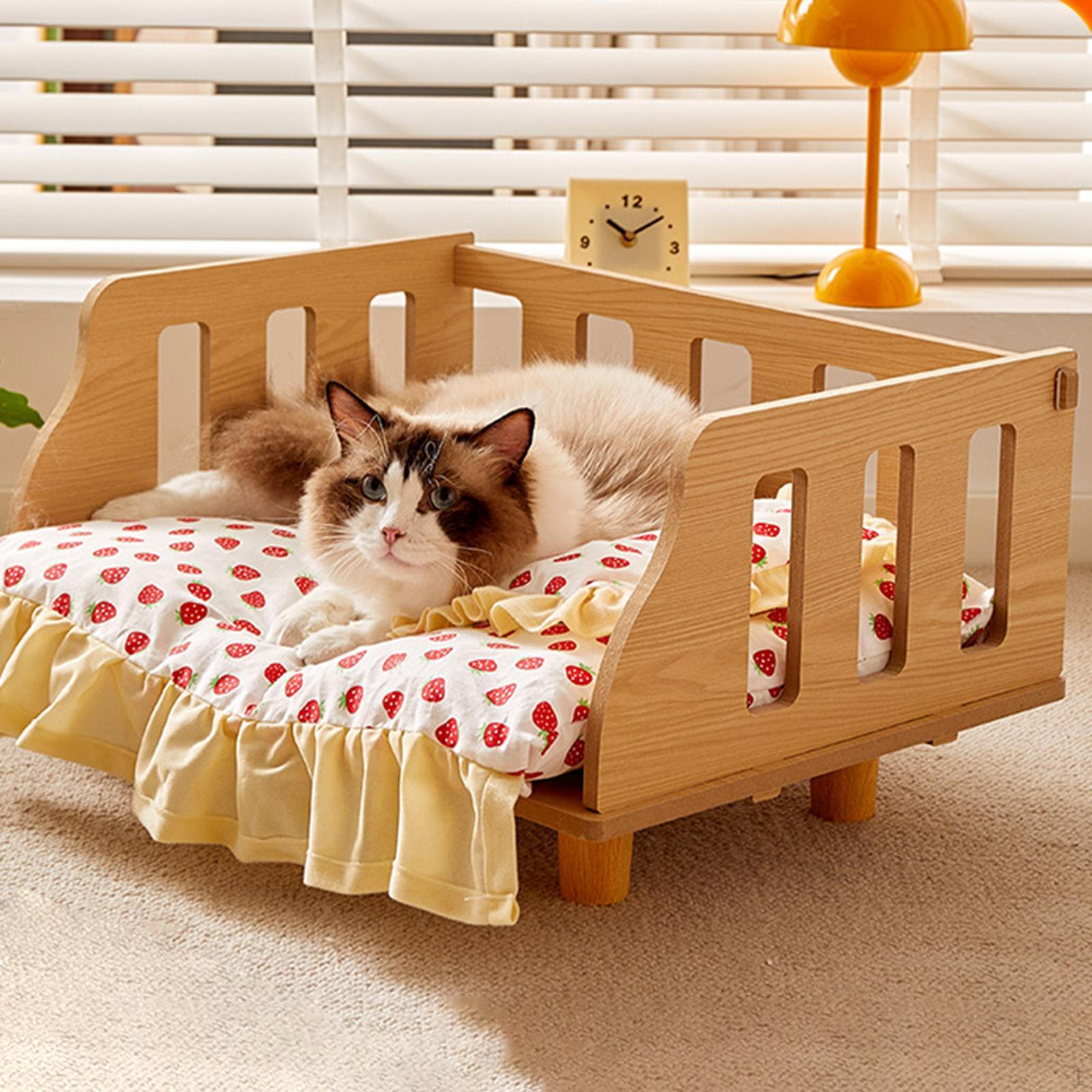 

Деревянная кровать для кошек с приподнятым дизайном для домашних кошек и маленьких кошек 51x36x22CM