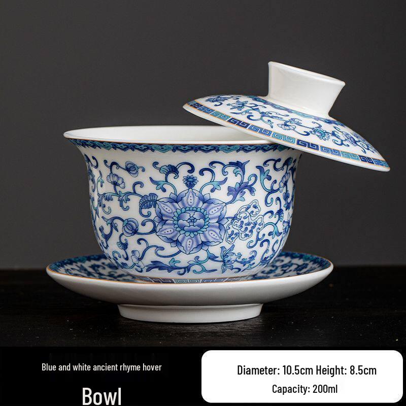 Qiwei Ru Kiln Heat-Insulating Sancai Gaiwan