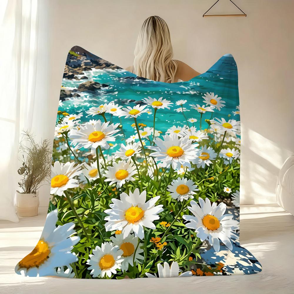 Daisy Cute Throw Soft Flannel AC Blanket Lightweight Summer Nap Throw Cozy  Blanket for Sofa Bed Travel Home