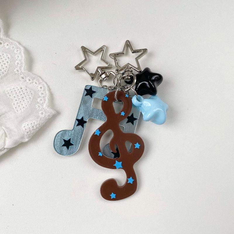 Creative Music Note Acrylic Keychain Star Design Backpack Hanging Ornament Cute INS Fashion Accessory