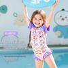 Costume da bagno a triangolo intero per bambina, ad asciugatura rapida, traspirante, con motivo floreale viola