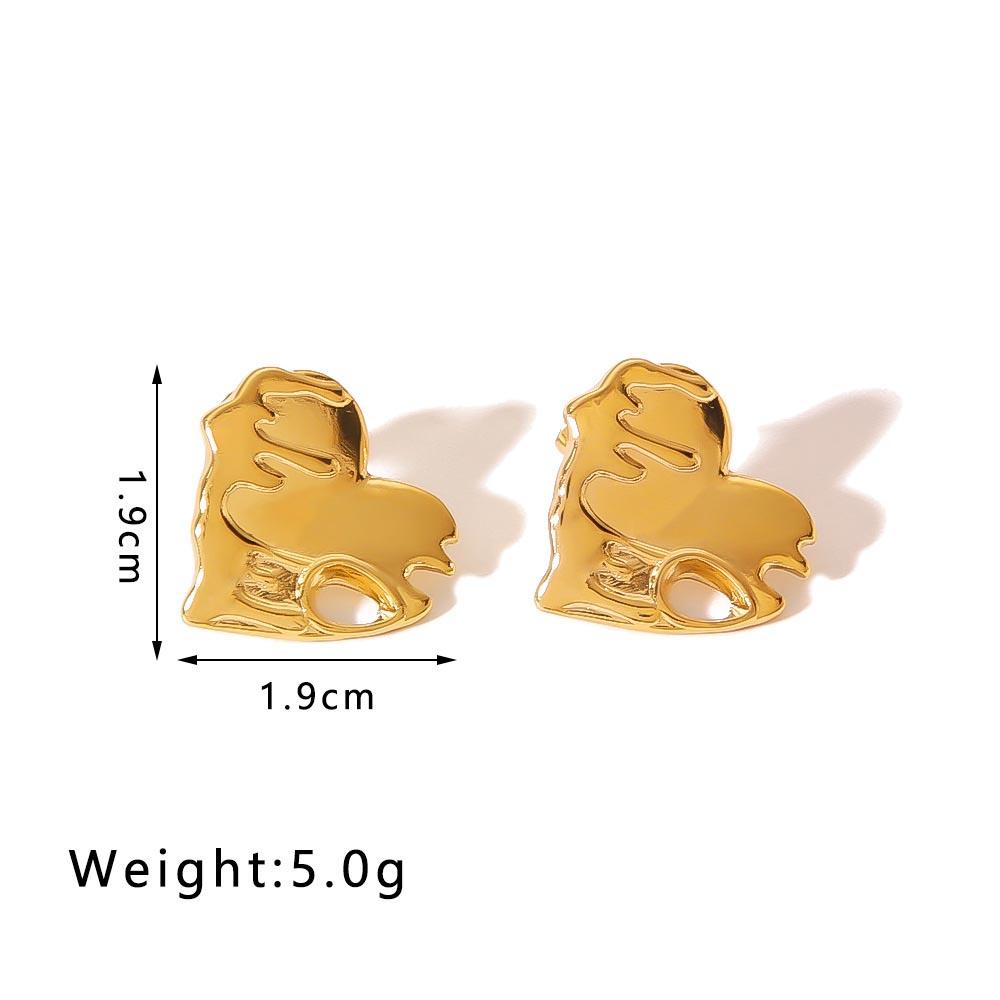 Любовь Персиковые Серьги Для Женщин Золотой Цвет Нержавеющая Сталь Сердце Пусеты