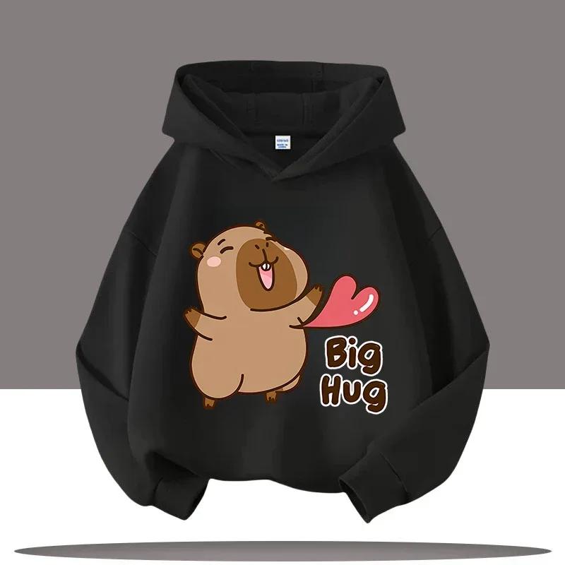 Autumn and Winter Warm Children's Hoodie Capibara Koala Pattern Girls' Hoodie Pullover Comfortable Children's Top