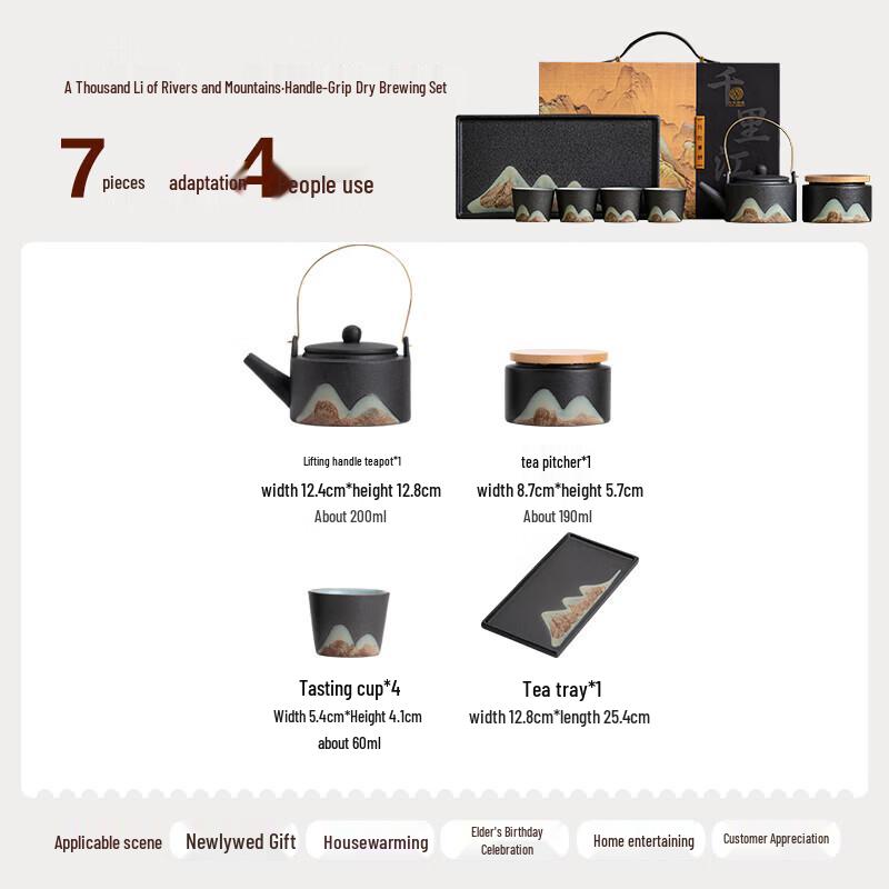 Sushic Hand-Painted Ceramic Kung Fu Tea Set