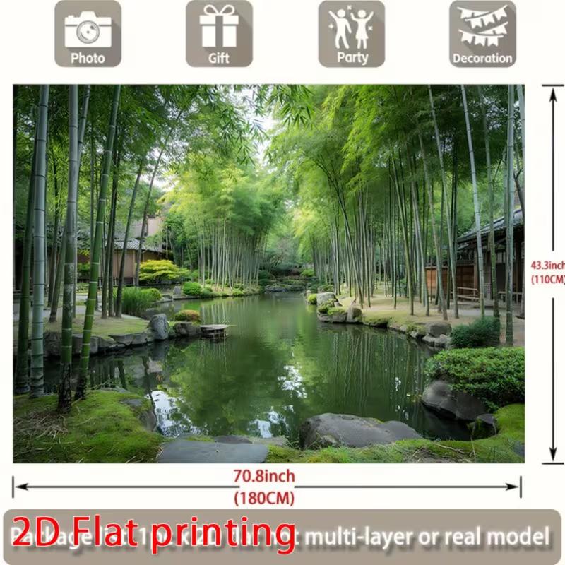 2D Asian Bamboo Waterside Portrait Photo Backdrop
