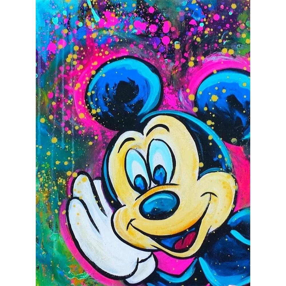 Disney Diamond Painting Mickey Mouse Iridescent Ink Splatter Artistic Portrait Illustration 5D Diamond Painting ArtEmbroideryCrossStitchRoomDecoration Round 20x30cm