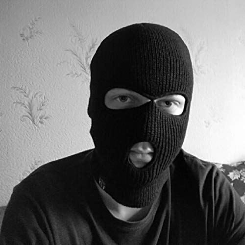 Kingsie 3-Hole Full Face Knit Face Mask, Winter Cold and Windproof, Warm Balaclava Neck Warmer for Men and Women, Cycling/Motorcycle (Black)