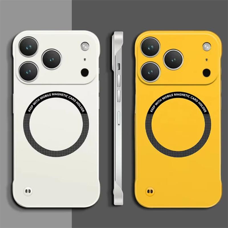 Custodia Magnetica Ultra Sottile Rigida in PC Senza Bordi per Magsafe per iPhone 17 Air 16 15 14 13 Pro Max Plus Colore Opaco Copertura Solida